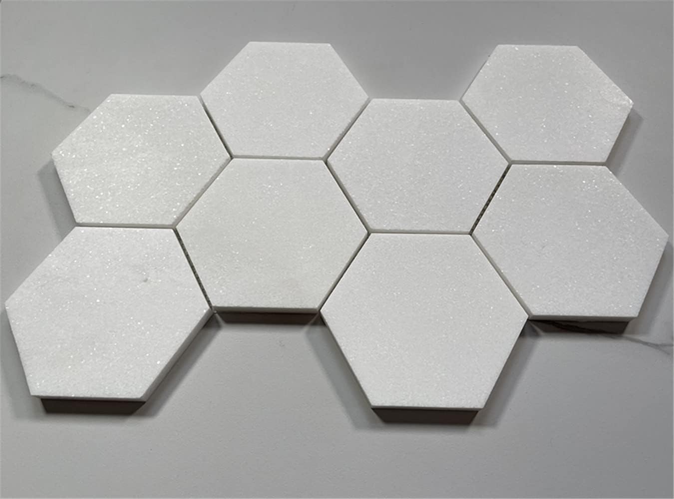 Thassos – Mosaico hexagonal de mármol blanco de 5 pulgadas, para cocina, baño, pared, pared (1 hoja)