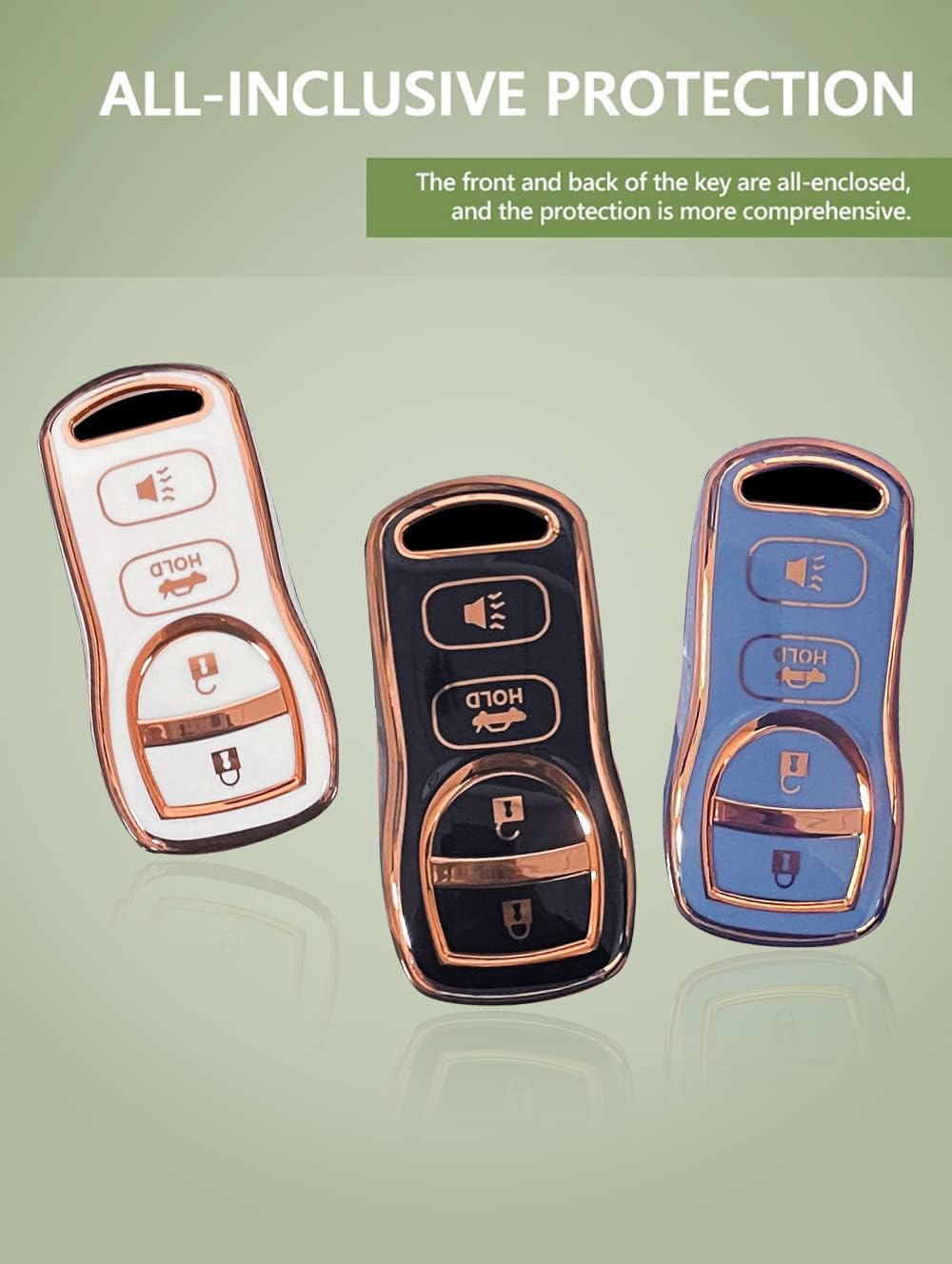 ontto Funda para llave de automóvil de 3 botones para Nissan Altima Maxima 350Z Armada Quest Sentra compatible con Infiniti EX35 FX35 FX45 2002-2006