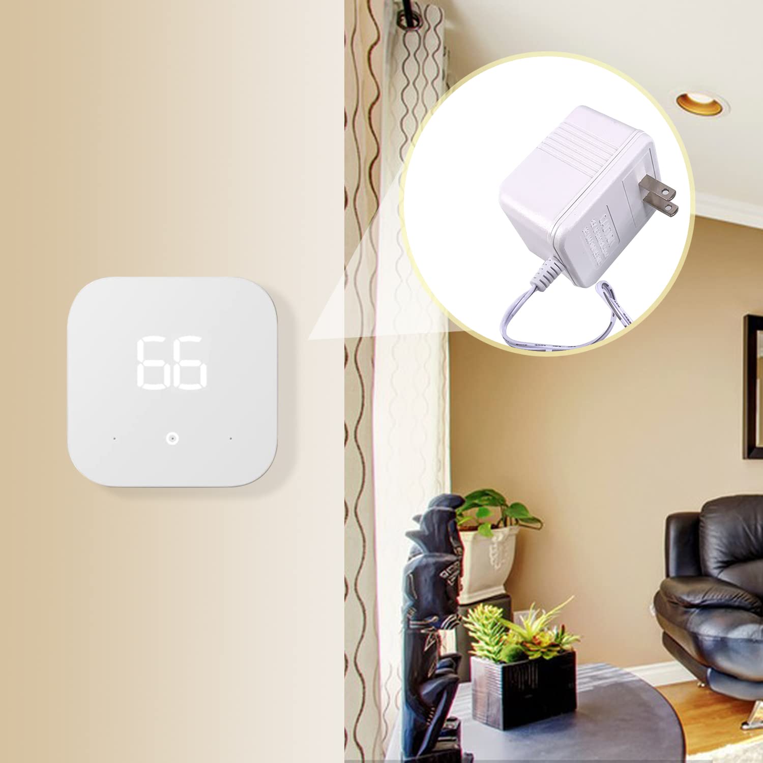 Transformador de 24 voltios, fuente de alimentación de 500 mA, adaptador de cable C de 393 pulgadas32.8 ft de longitud de cable para todas las