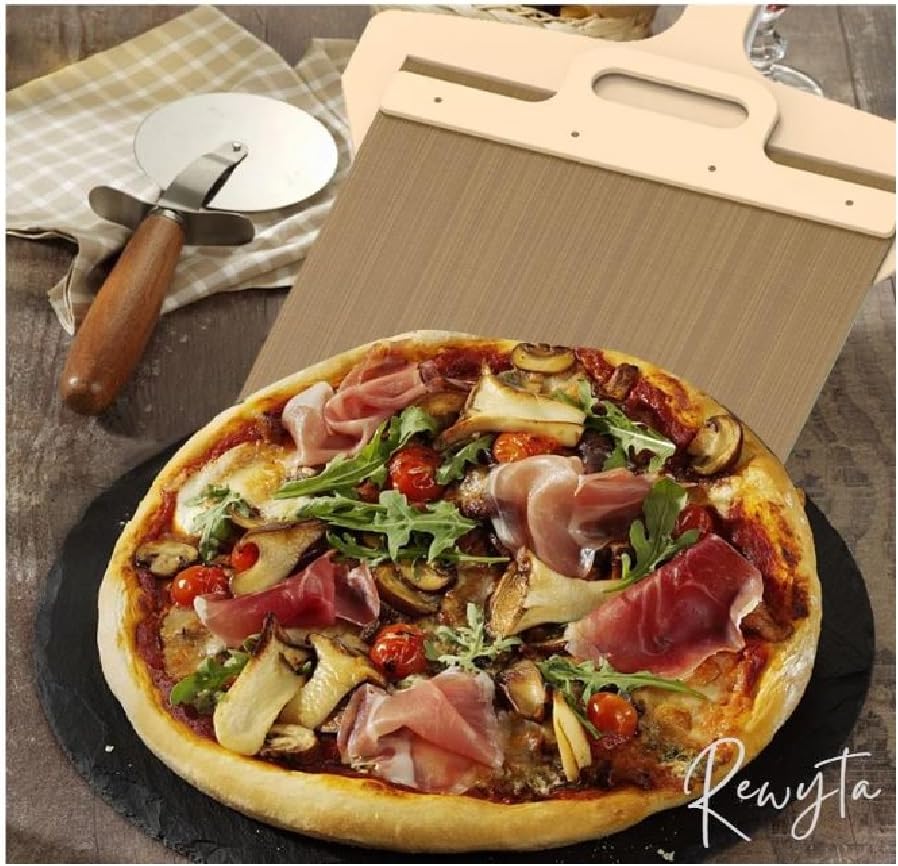 Pala deslizante de pizza de 22 pulgadas para pizza de transferencia súper fácil, deslizador antiadherente para pizza, pala mágica para pizza con