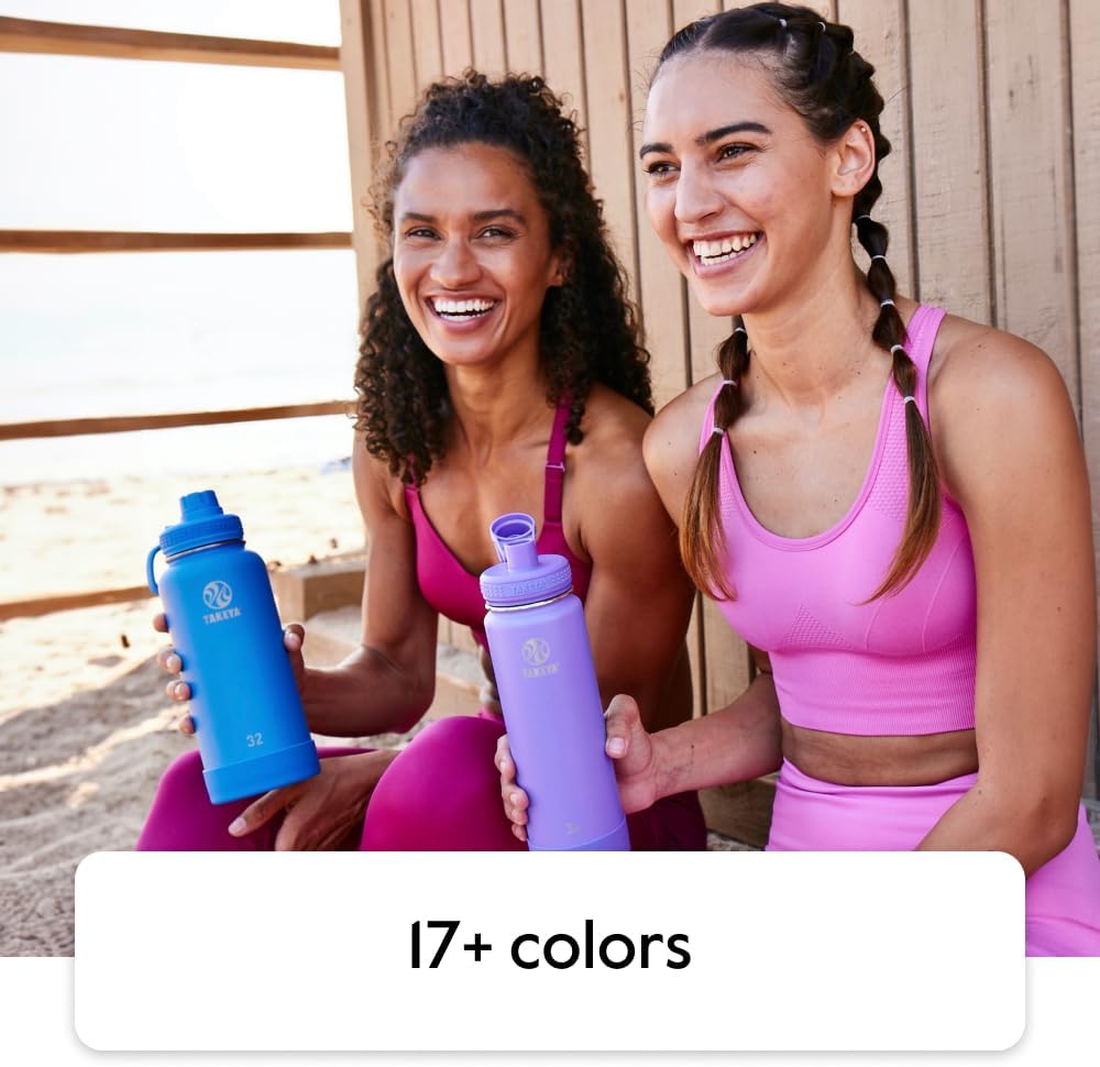 Takeya Actives – Botella de agua aislada de acero inoxidable con tapa de boquilla, 24 onzas, rubor y ártico