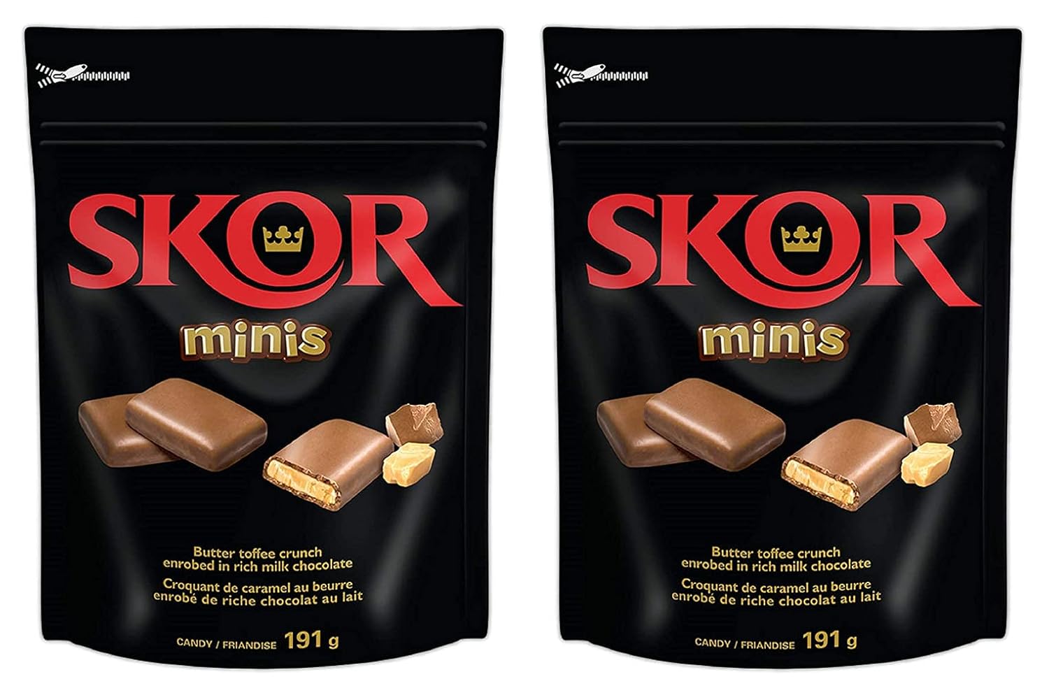 SKOR Barras de caramelo de chocolate con caramelo con mantequilla, minis, 6.74 oz7 onzas, paquete de 2 Importado de Canadá