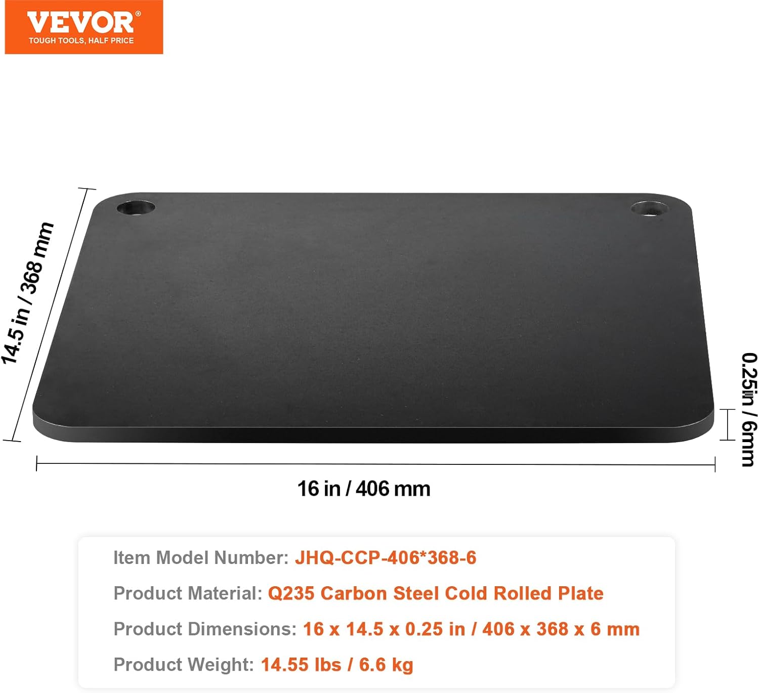 VEVOR Acero para pizza, placa de acero para pizza de 16 x 14.5 x 14 pulgadas para horno, piedra para hornear pizza de acero al carbono previamente