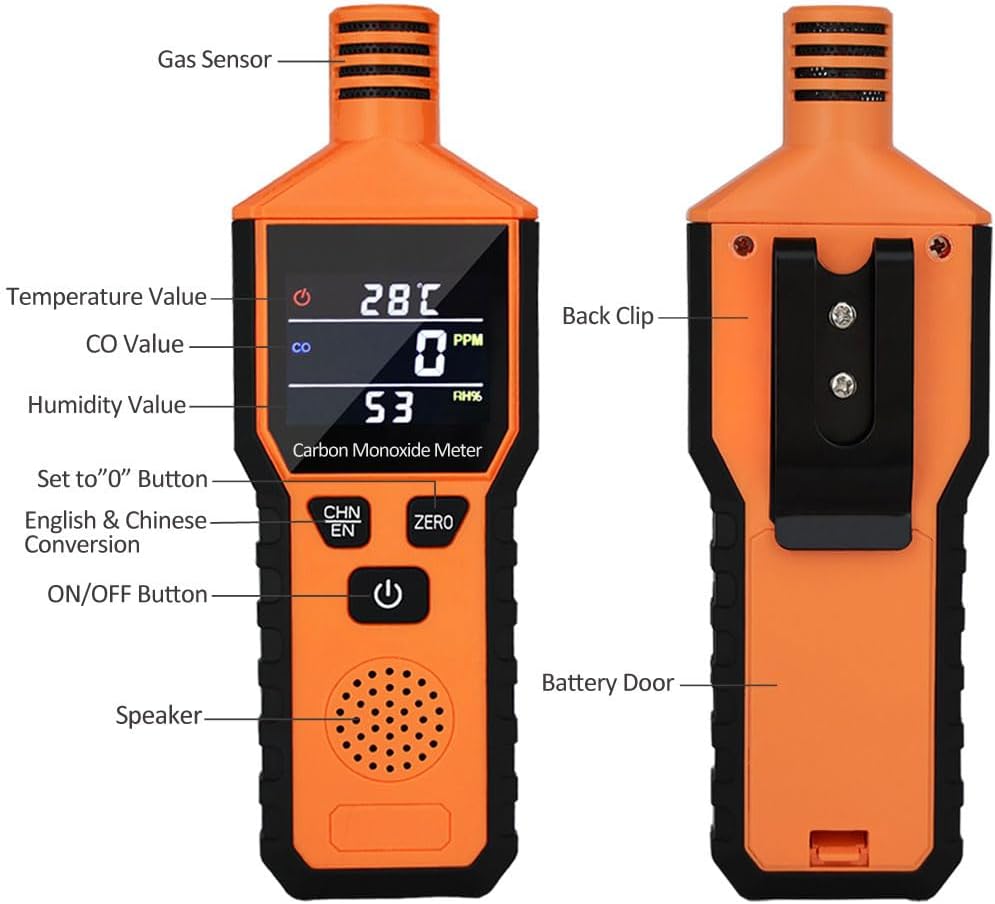 Medidor de monóxido de carbono de mano, detector de monóxido de carbono portátil alimentado por batería, probador de sensor de CO profesional con