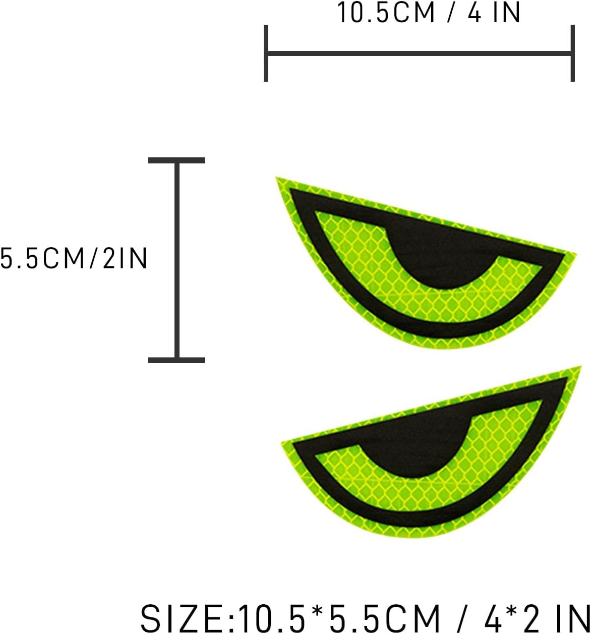 Thcbme Paquete de 2 calcomanías reflectantes para automóvil, diseño de ojo amarillo nocturno, seguridad nocturna, calcomanías de precaución para