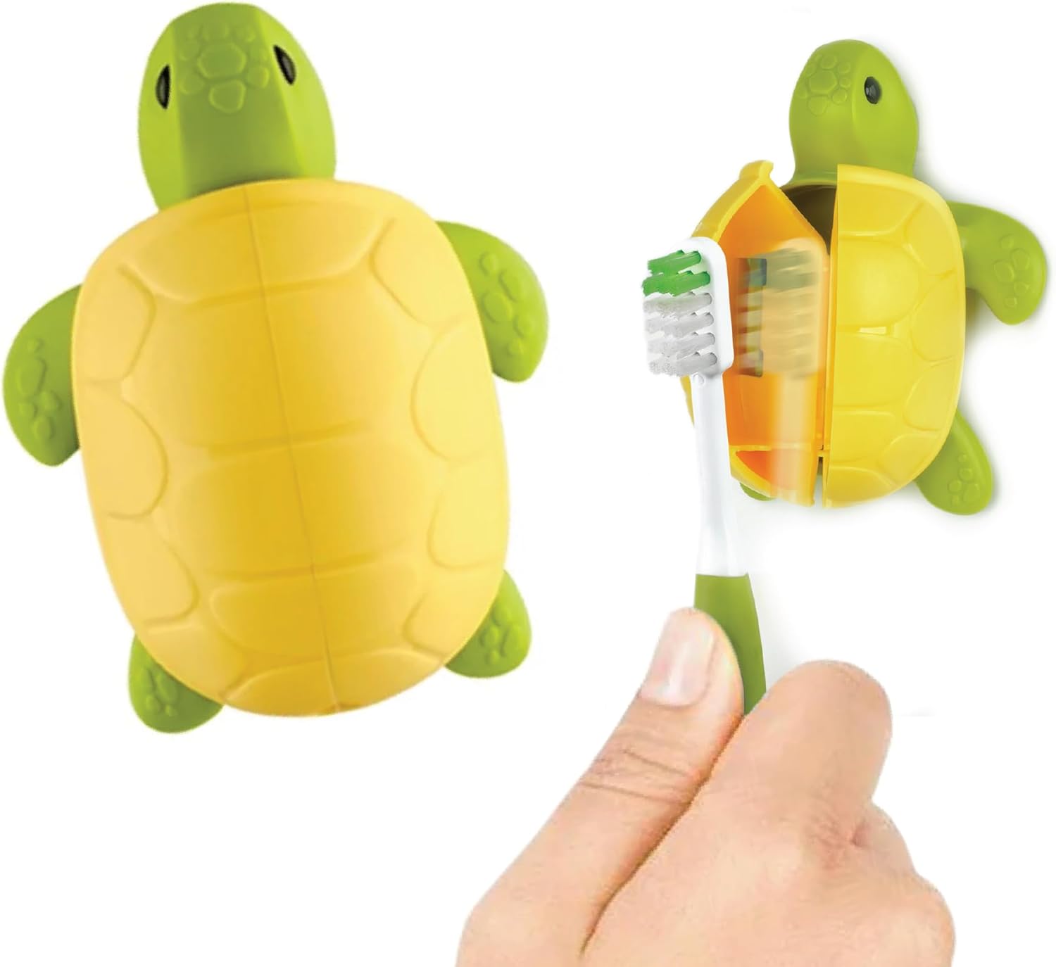 Flipper Fun Animal Turtle – Funda para cepillo de dientes con tapa, soporte para cepillos de dientes para baños, soporte para cepillos de dientes