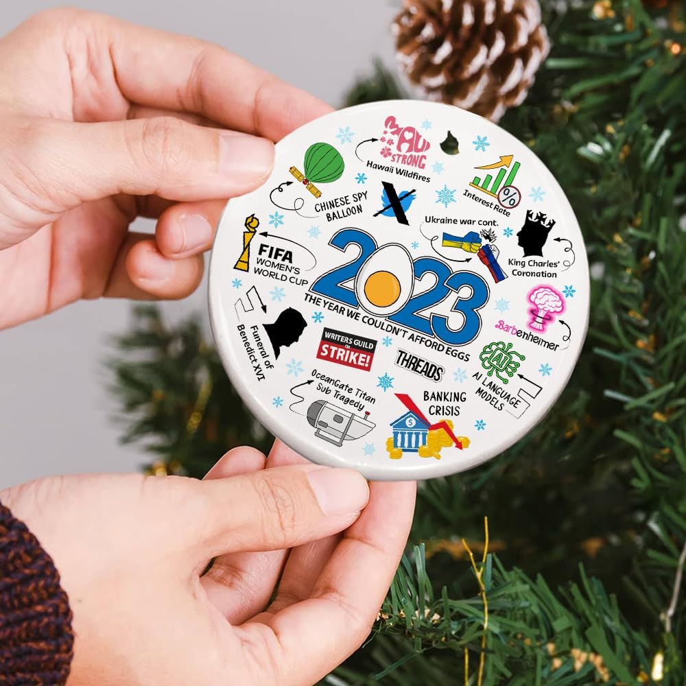 Adorno de cerámica de Navidad 2023, recuerdo divertido de eventos sociales, decoración conmemorativa de festividades