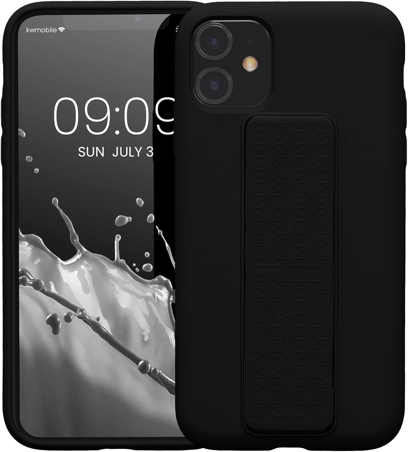 kwmobile Funda compatible con Apple iPhone 11 – Funda con correa de mano y revestimiento de silicona TPU suave – Negro