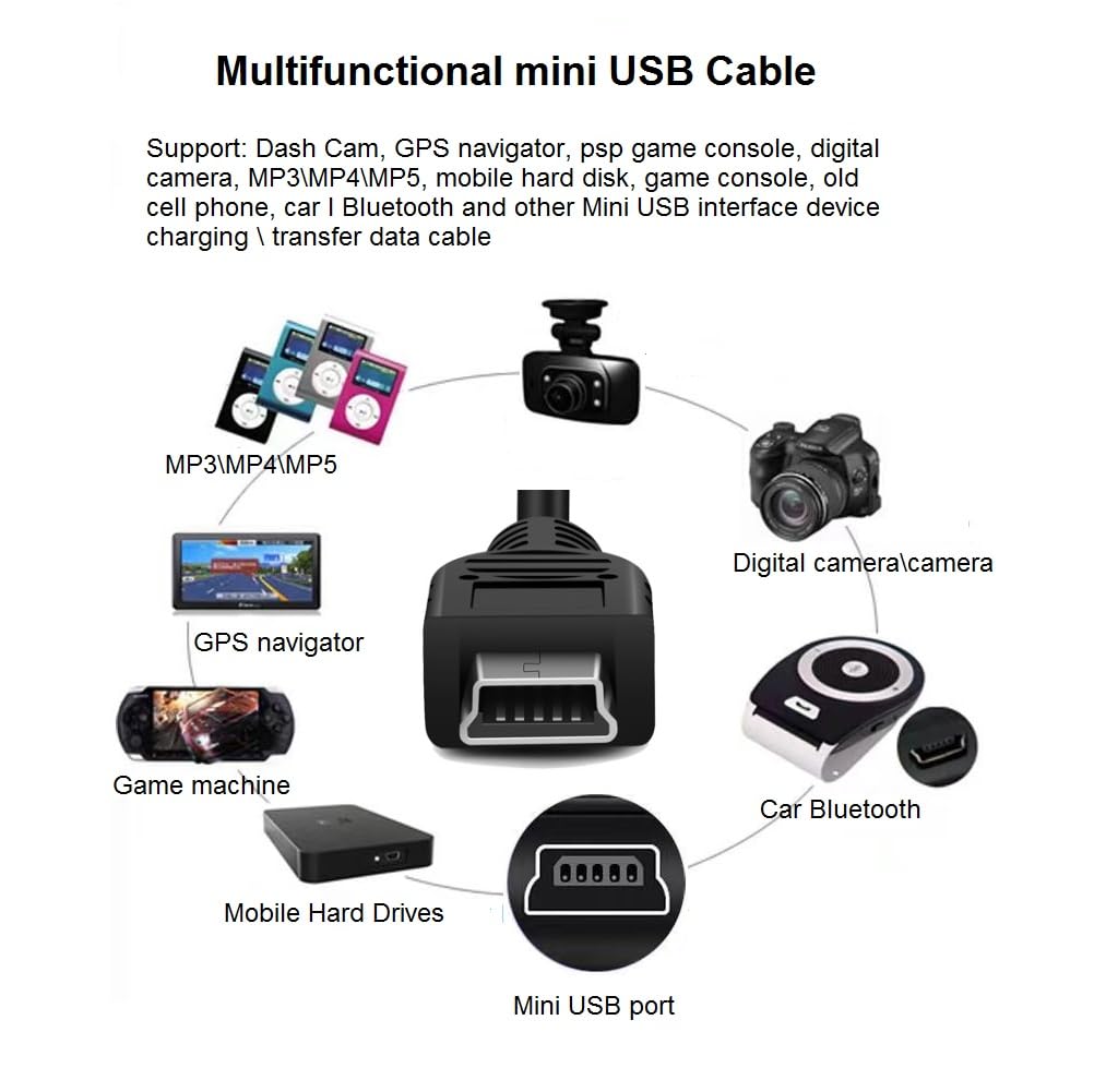 Dash Cam Charger Cable GPS Navigator Charger Cable for car Cable for car Dash Camera Mini USB dc 12V-24V car Charger Adapter Power Cable for car Dash