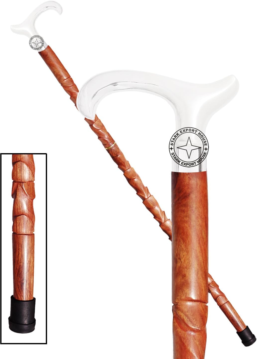 Bastón náutico de diseño para hombres y mujeres, bastones y madera con mango de 37 pulgadas, madera natural, palisandro JTLL