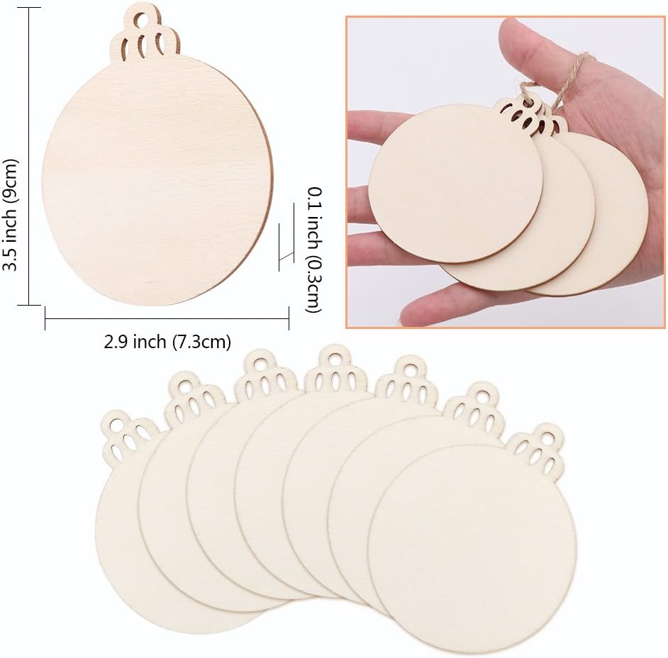 OurWarm 100 piezas de rebanadas de madera natural de 3.5 pulgadas, adornos de Navidad de madera preperforados sin terminar para manualidades,