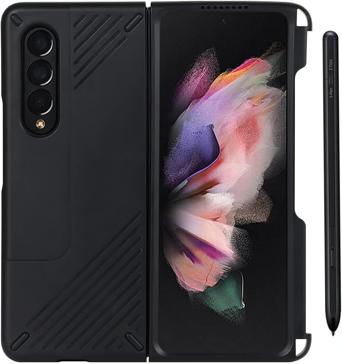 Cavor Funda diseñada para Samsung Galaxy Z Fold 3 con soporte para bolígrafo S, protección de cuerpo completo, antiarañazos, anticaídas, resistente