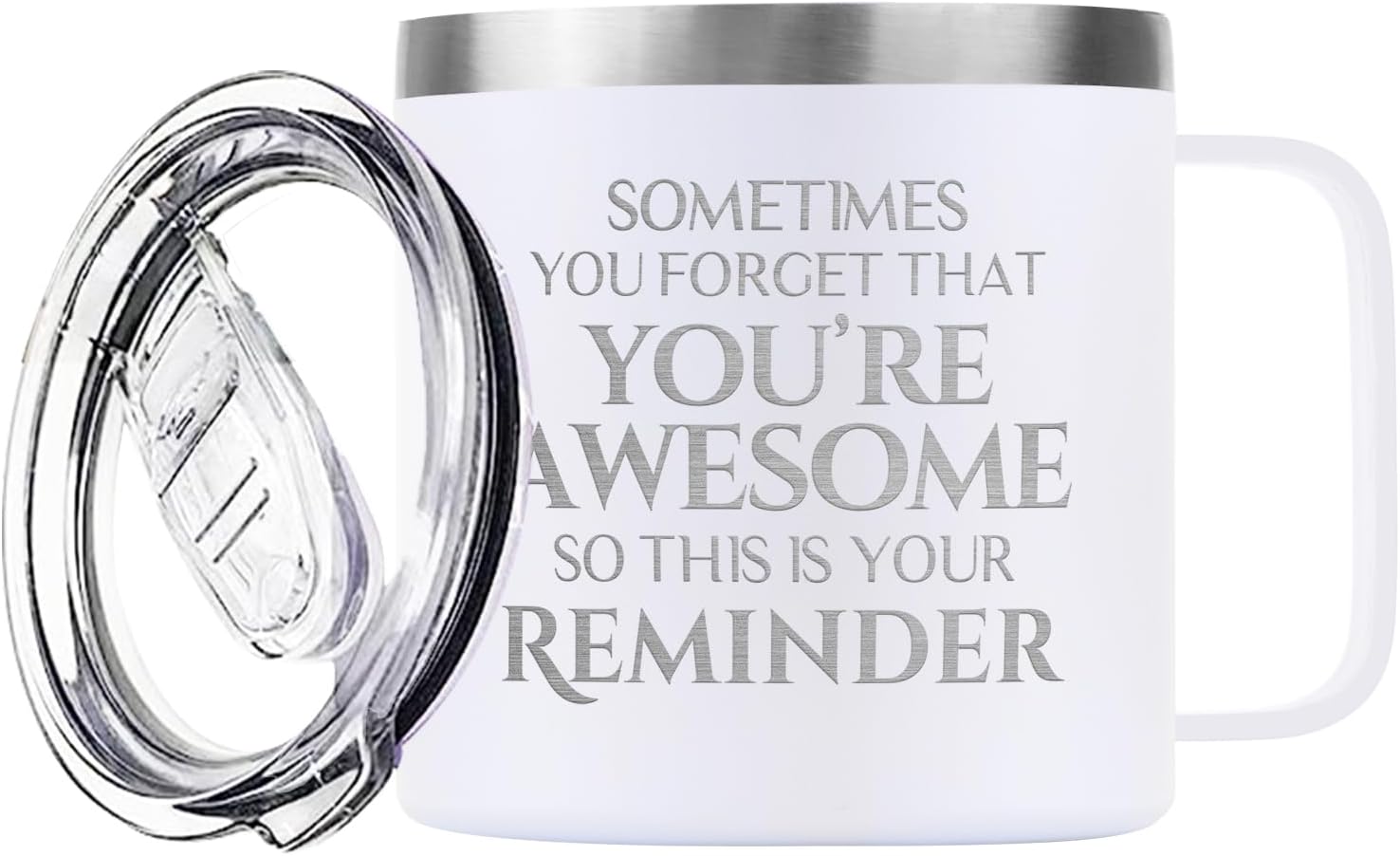 ELEGANTPARK Regalos inspiradores para mujeres, taza de café con texto en inglés Sometimes You Forget You’re Awesome Coffee, regalos de