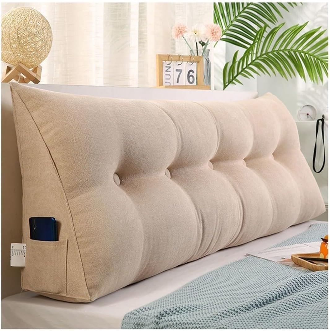 Almohada de cuña de terciopelo para cabecero de cama tamaño King, Queen, dobleindividual, cojín de cabecera triangular, respaldo grande, cuña
