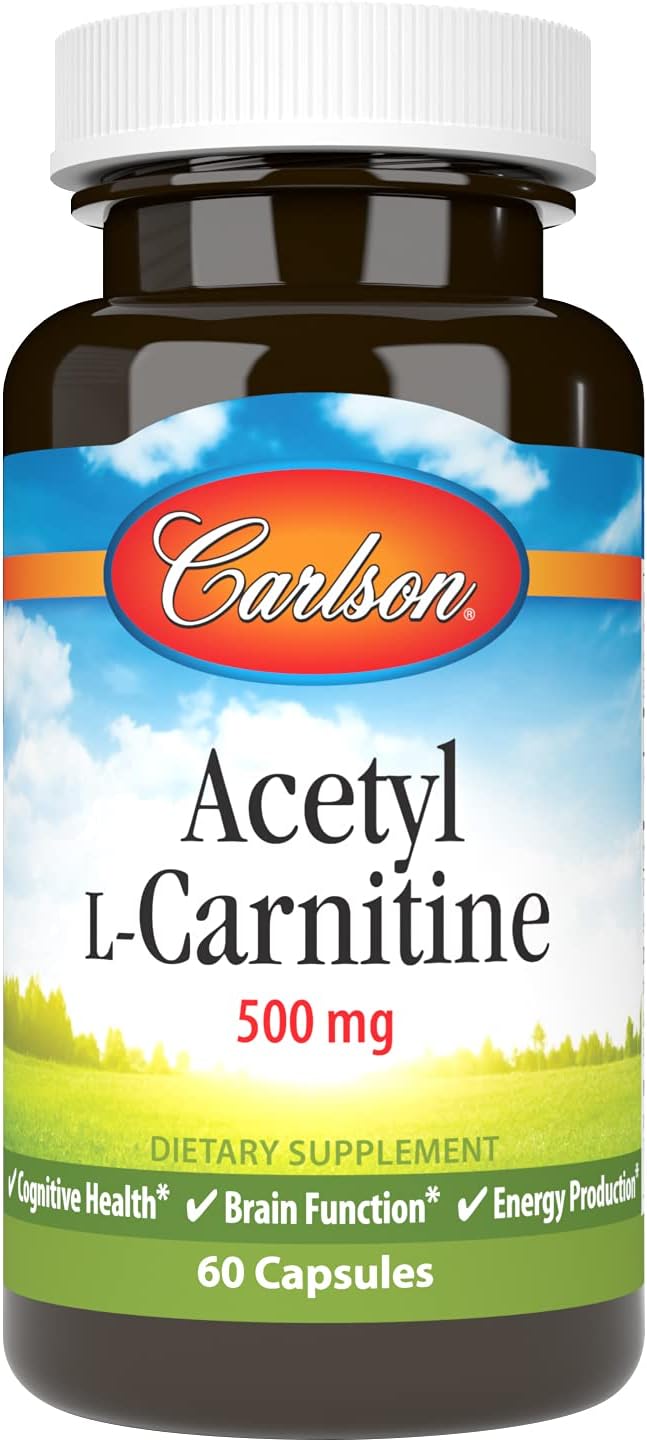 Carlson Labs Acetil L-Carnitina, 500 mg, 60 cápsulas