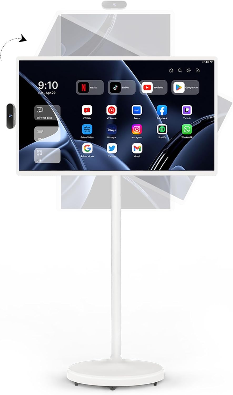 Pantalla inteligente portátil de 32 pulgadas, monitor giratorio de 1080p con pantalla táctil Incell, sistema operativo Android (compatible con