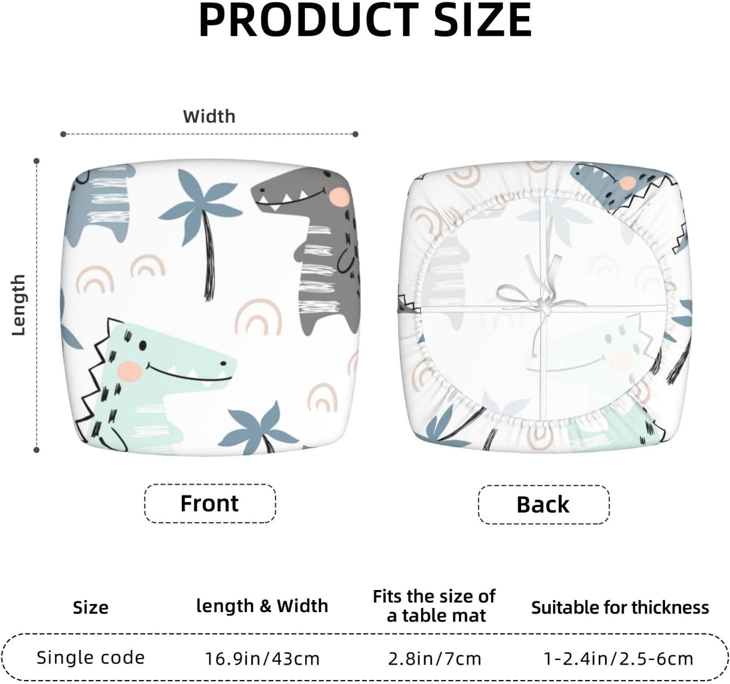 Juego de 4 fundas de cojín para silla de comedor de cocodrilo, extraíbles y lavables, fundas para sillas de comedor reutilizables para sillas de