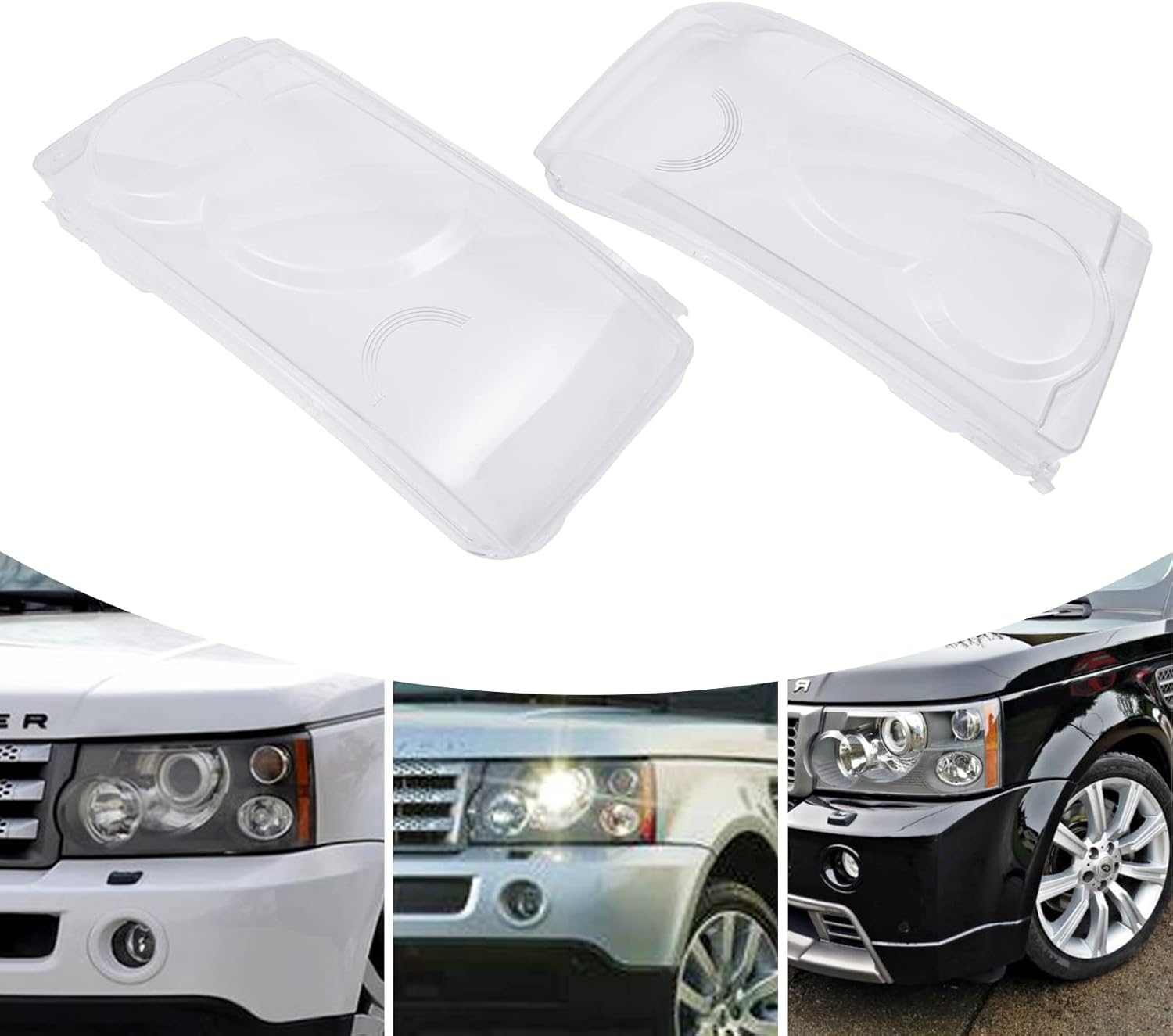 1 par de cubiertas de lente de faros delanteros izquierdo y derecho para faros delanteros de automóvil, carcasa de policarbonato compatible con Land