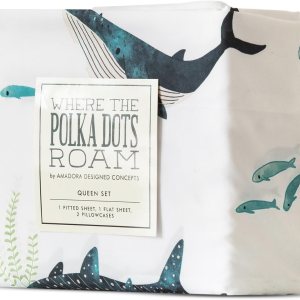 Where The Polka Dots Roam Nautical Ocean – Juego de ropa de cama matrimonial  Juego de ropa de cama súper suave para niños con sábana bajera, sábana Where The Polka Dots Roam Nautical Ocean – Juego de ropa de cama matrimonial  Juego de ropa de cama súper suave para niños con sábana bajera, sábana