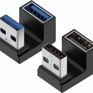 Herfair Adaptador USB 3.1 en forma de U (paquete de 2) 180 grados USB macho a hembra Extensor de 10 Gbps Acoplador USB Conector Soporte OTG para PC, Herfair Adaptador USB 3.1 en forma de U (paquete de 2) 180 grados USB macho a hembra Extensor de 10 Gbps Acoplador USB Conector Soporte OTG para PC,