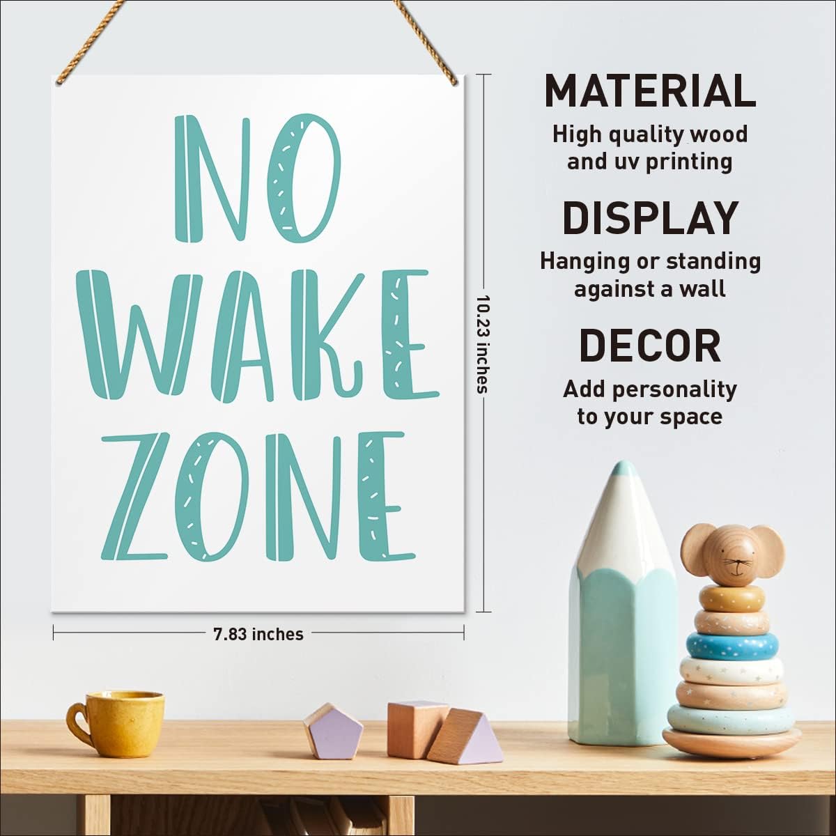 Letrero de madera para niños, zona de no despertarse, cuarto de bebé, habitación de niños, sala de juegos, decoración inspiradora de arte de pared,