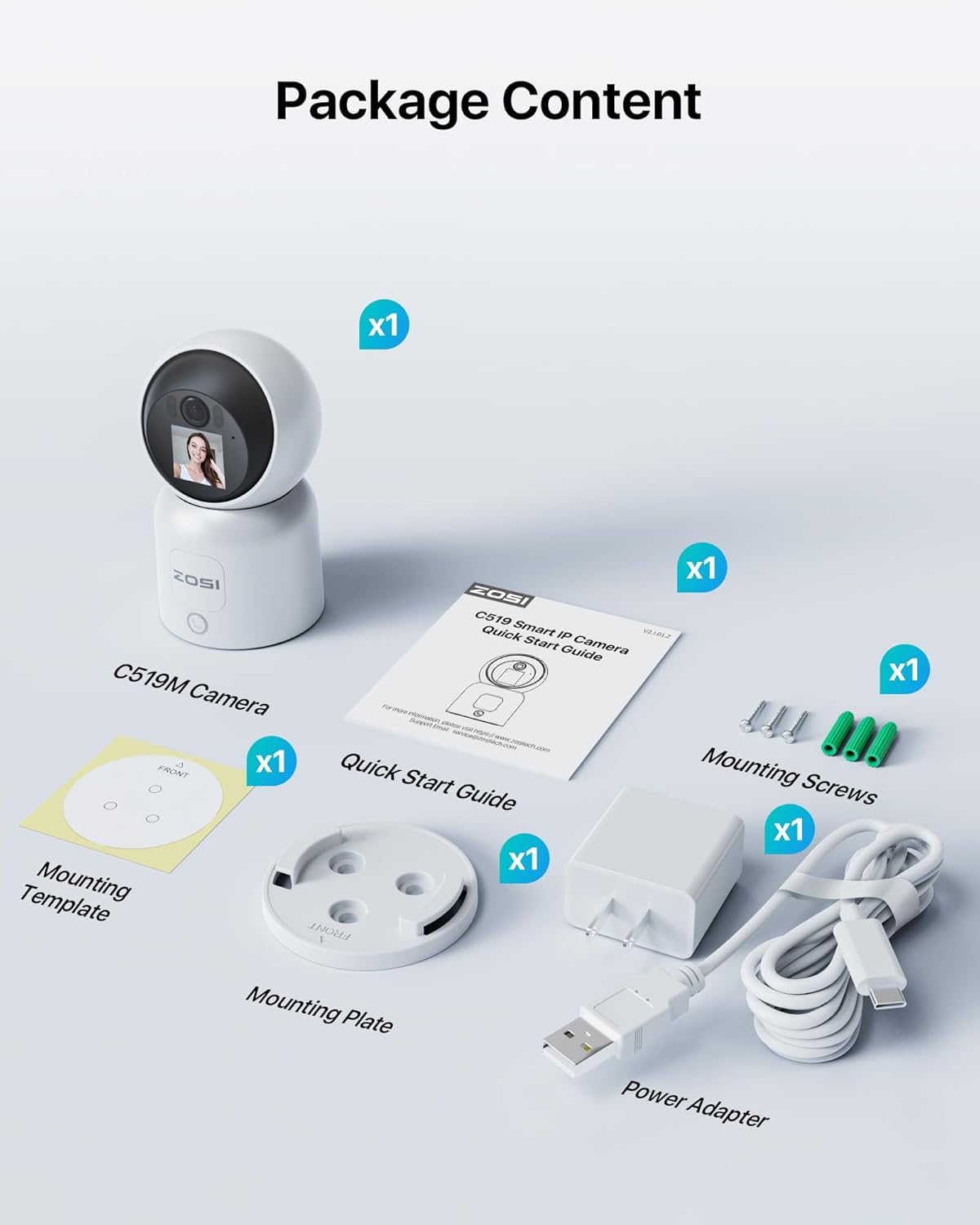 ZOSI Cámara de seguridad de video de 2 vías de 4 MP, C519M 360 View Baby  Pet Dog Monitor, 2.5K Plug-in 2.4G5G WiFi Cámara inteligente para