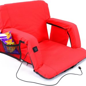 Xspec Asiento de estadio reclinable grande y ancho con reposabrazos, batería no incluida, silla plegable con soporte trasero y bolsillos, asiento Xspec Asiento de estadio reclinable grande y ancho con reposabrazos, batería no incluida, silla plegable con soporte trasero y bolsillos, asiento