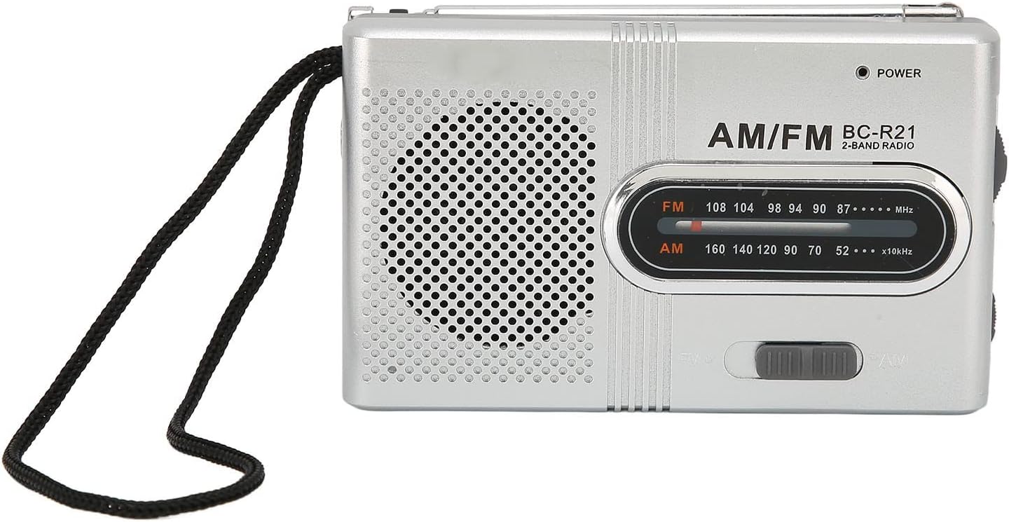 Radio AM FM portátil con conector para auriculares, radio de transistor de bolsillo portátil de larga duración con altavoz de 5 W, para el hogar al