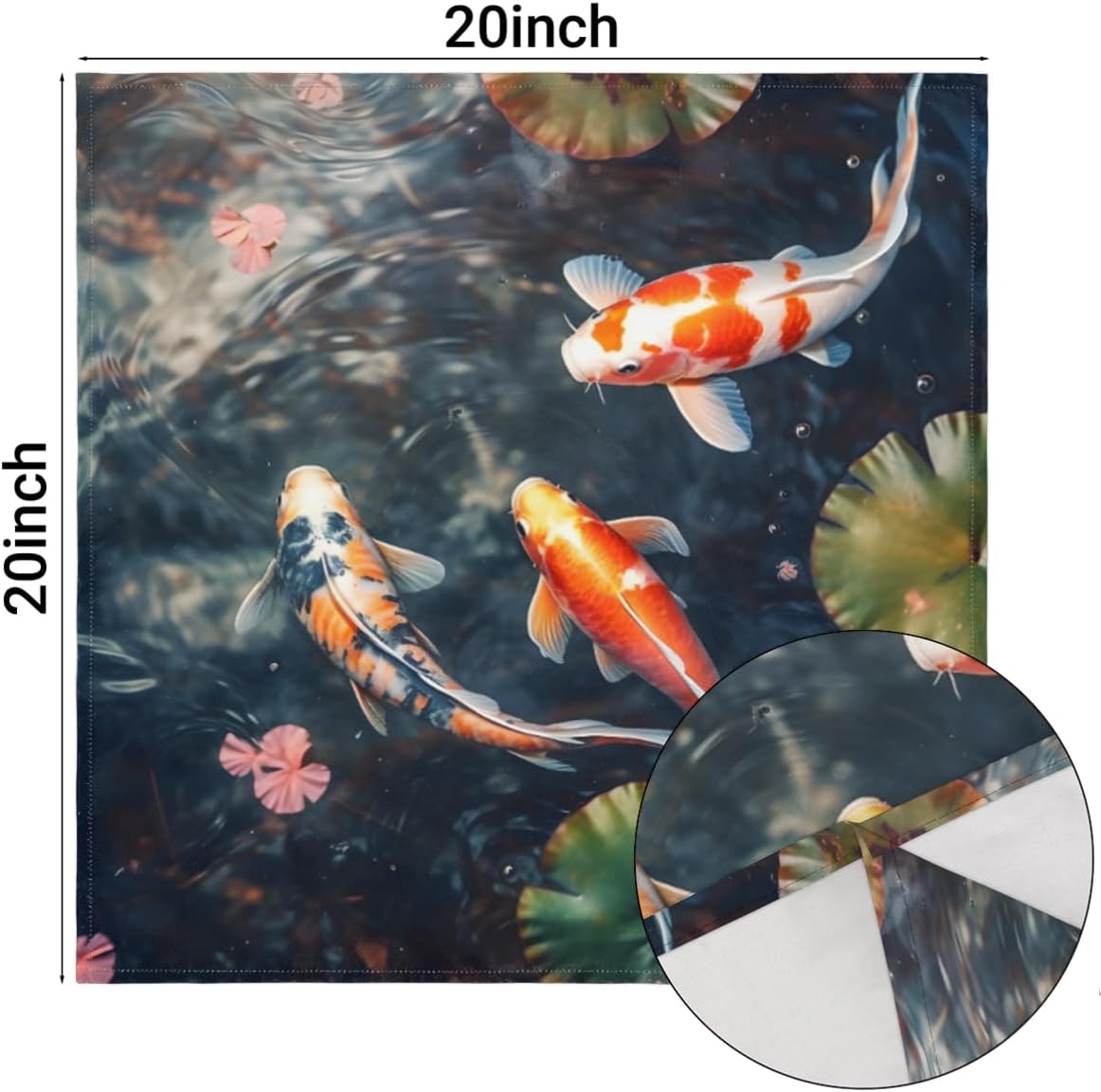 Cloth Napkins Set of 6 Japanese Koi Fish 20×20 Inch Cloth Napkins Traditional Fish Washable Reusable Kitchen Dinner Napkins Table Decor for Wedding,