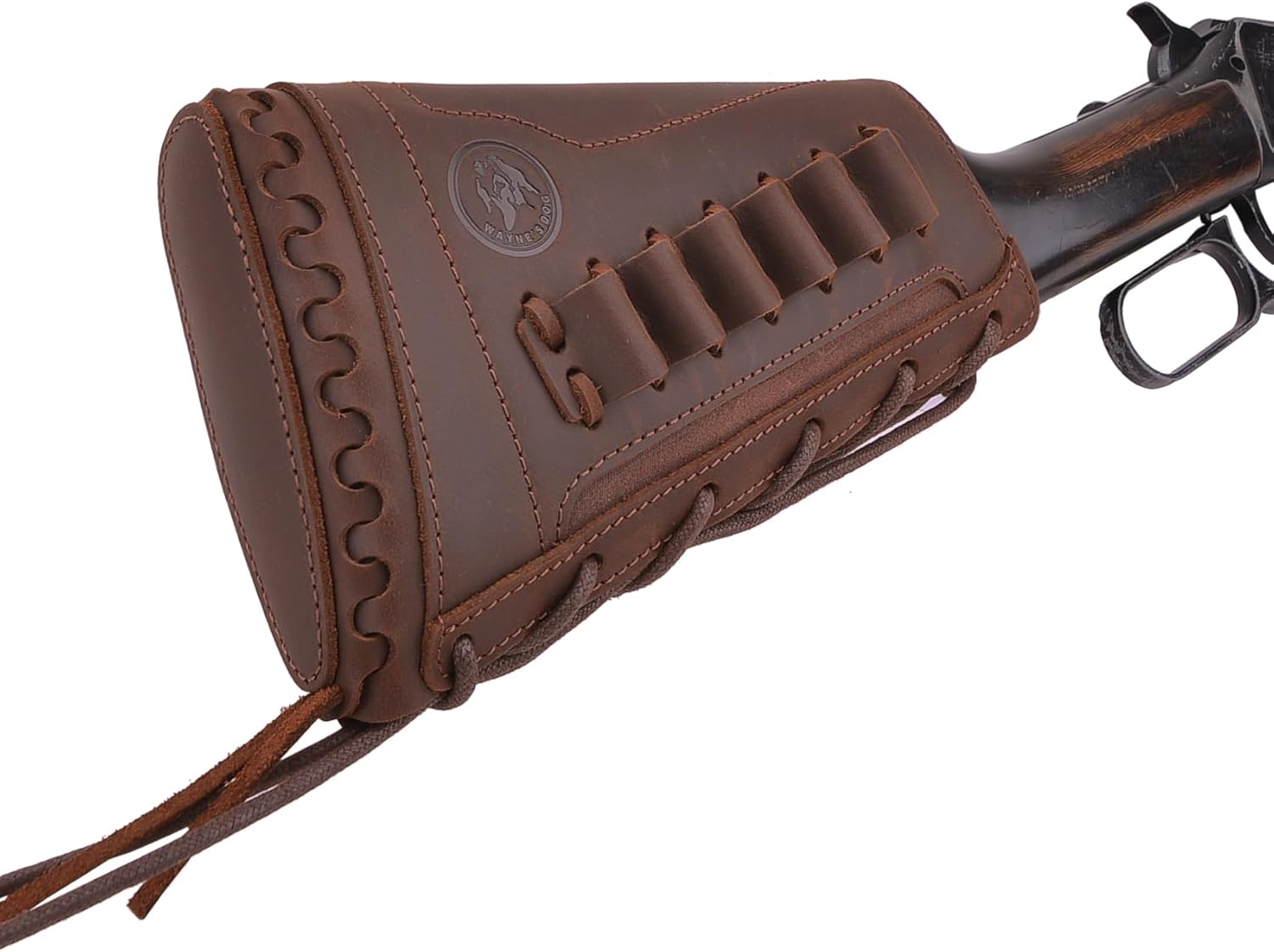 Soporte de cartucho de carcasa para rifle de cuero, almohadilla a tope de pistola para 30-30 .357 .22LR 410GA 45-70 44mag