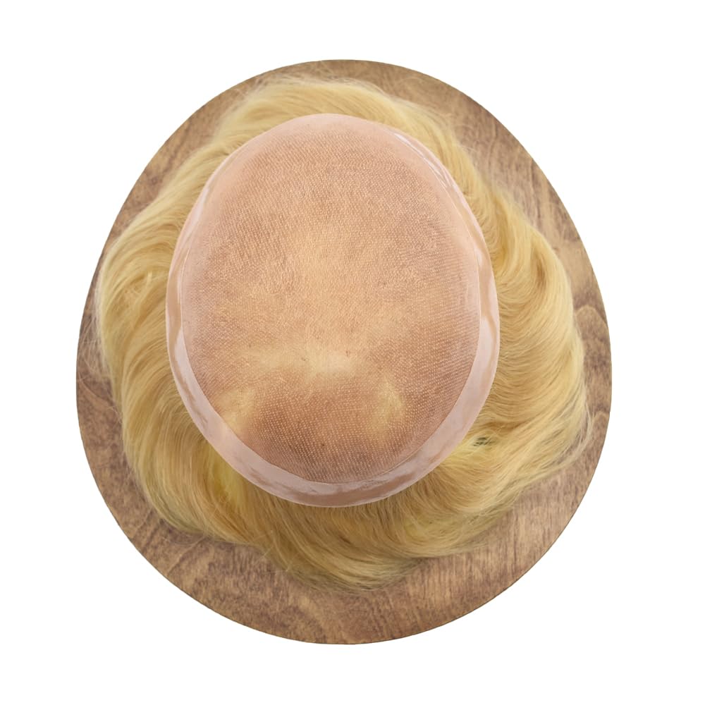 Toupee para hombres Cabello humano real para hombre Toupee pieza de pelo para hombres Fine Mono Men Sistema de pelo de piel de polietileno para
