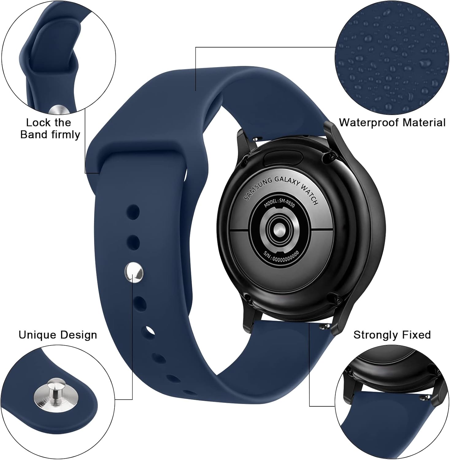 Bandas compatibles con Garmin Venu 2 Plus, Venu Sq, Venu y Vivoactive 3, correa de repuesto deportiva de silicona suave para Garmin Vivomove Sport,