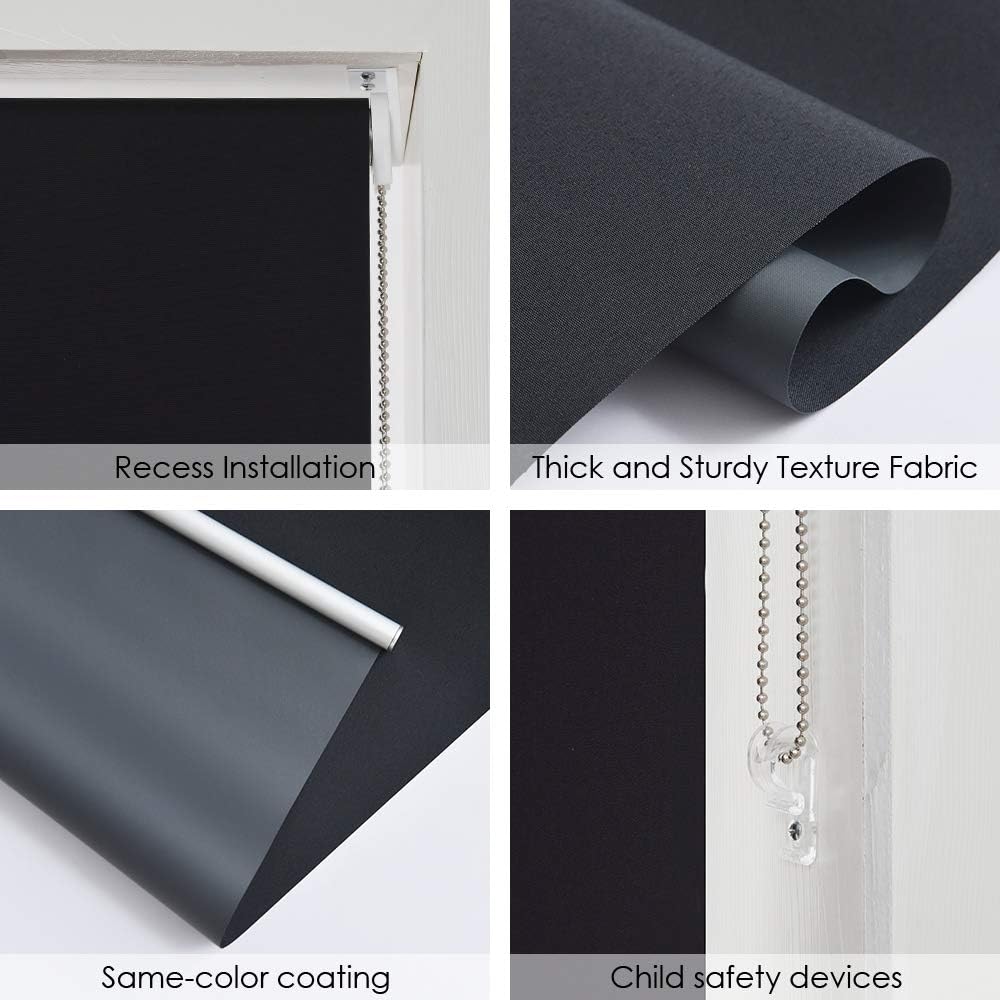 ALLBRIGHT – Persianas de vinilo enrollables clásicas para dormitorio. Bloquean la luz por completo