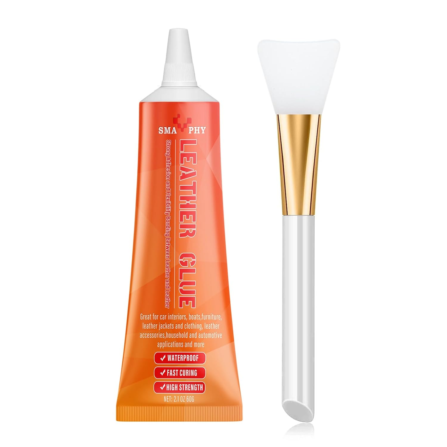 Pegamento de cuero de 2.16 oz, adhesivo de pegamento para cuero, pegamento de reparación de cuero, fuerte adhesión permanente transparente lavable,