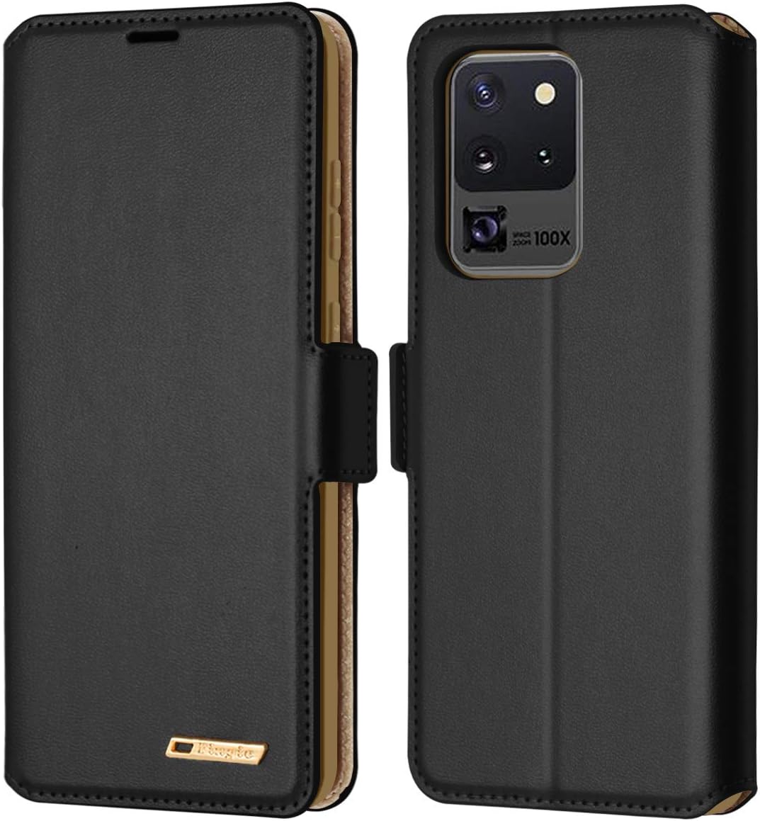 Funda para Samsung S20 Ultra, Galaxy S20 Ultra, funda tipo cartera de piel sintética Fingic con 2 ranuras para identificación y tarjetas de crédito,
