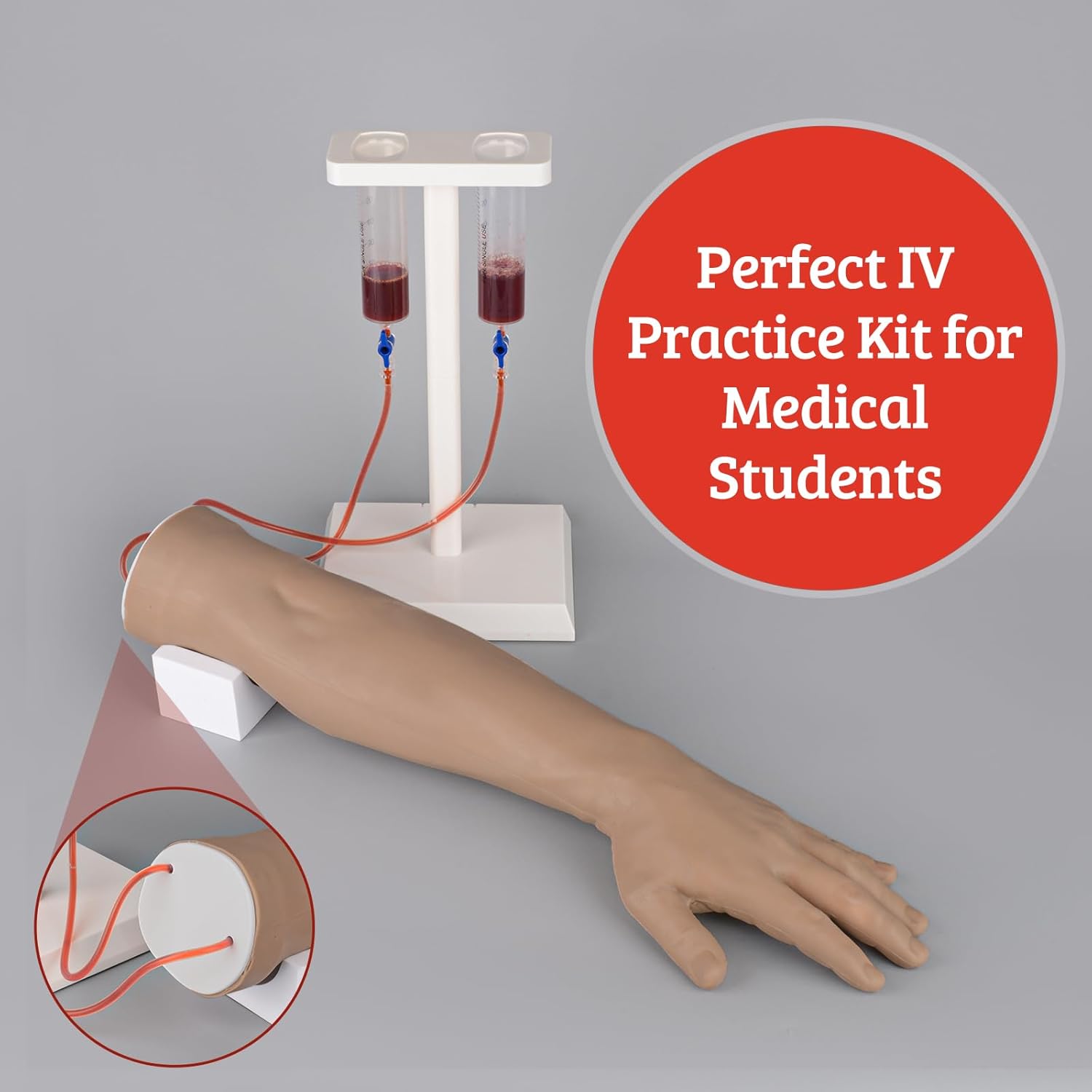 Kit de práctica de flebotomía para entrenamiento de inyección, kit de práctica IV con brazo de flebotomía, kit de práctica de venipunción y