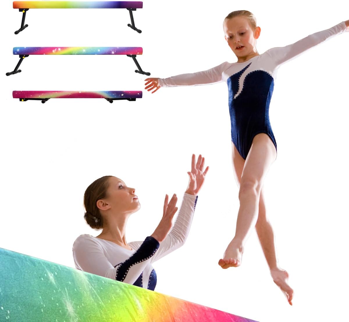 Viga de equilibrio ajustable, equipo de gimnasia de viga de piso alto y bajo, haz de gimnasia profesional para niños, entrenamiento en casa con