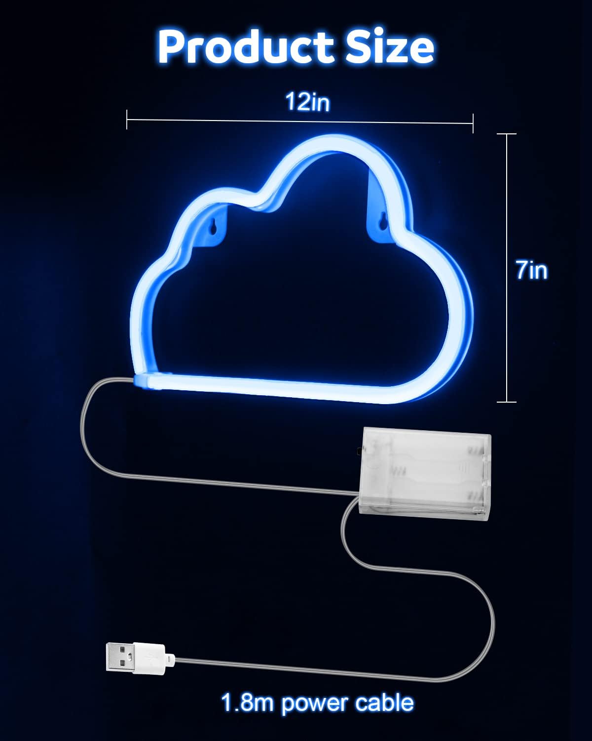 Aclorol Letreros de luz de neón de nube para decoración de pared, luces LED de nube alimentadas con bateríaUSB, color azul para habitación estética,