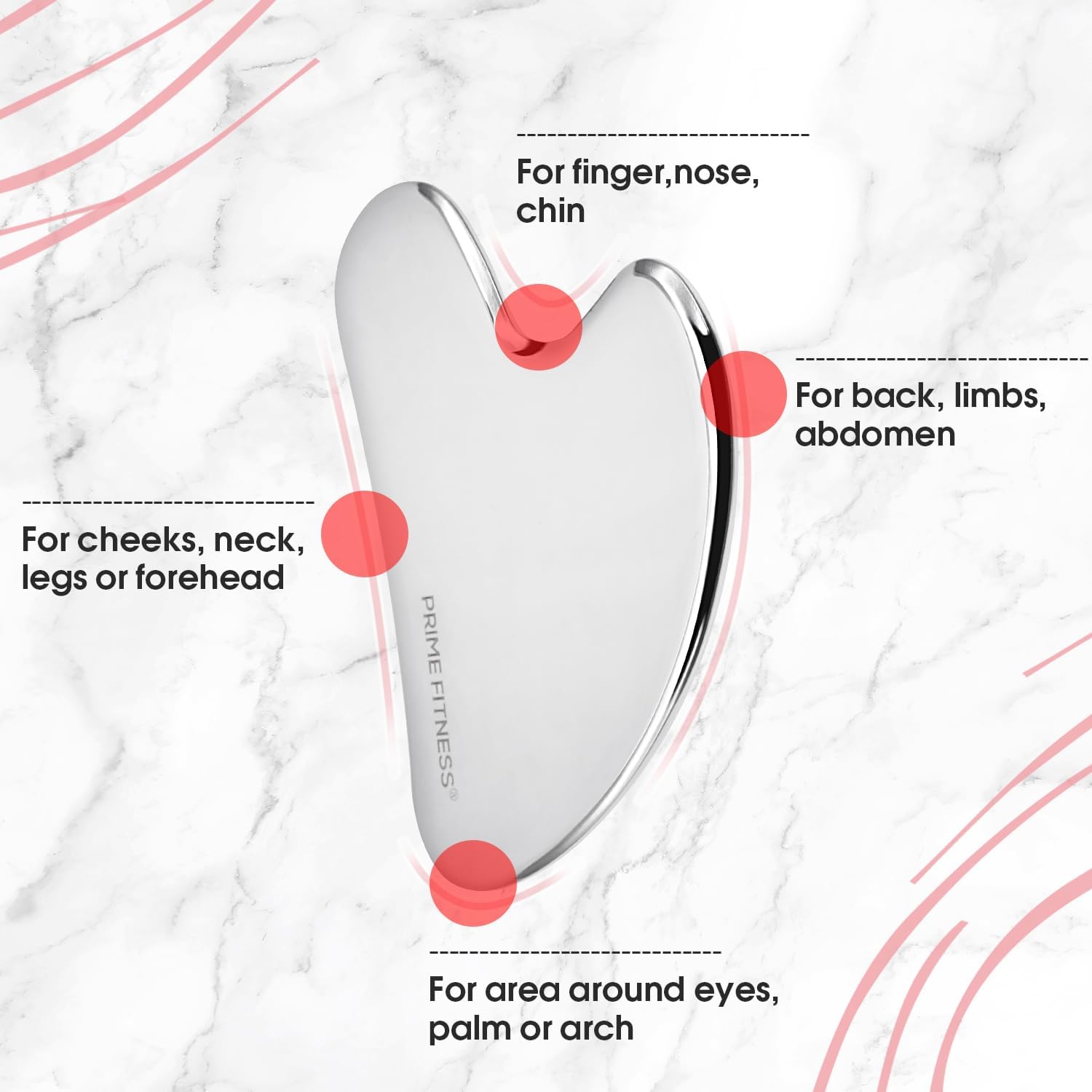 Gua Sha Herramientas faciales de acero inoxidable – Herramienta facial Gua Sha de acero inoxidable – Gua Sha – Herramienta Guasha – Masaje facial