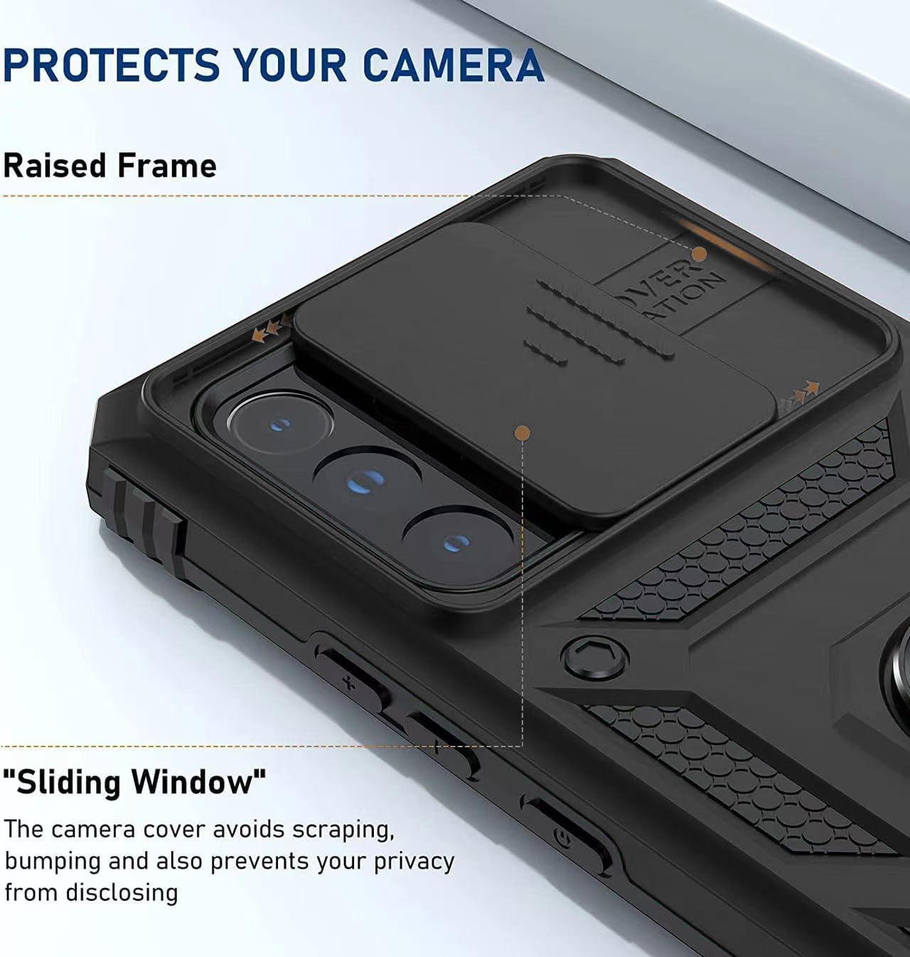 Funda para Motorola G Power 0.18 oz 2022, Moto G Play 2023G Pure 2021 con protector de pantalla 2 piezas, soporte de anillo magnético integrado y