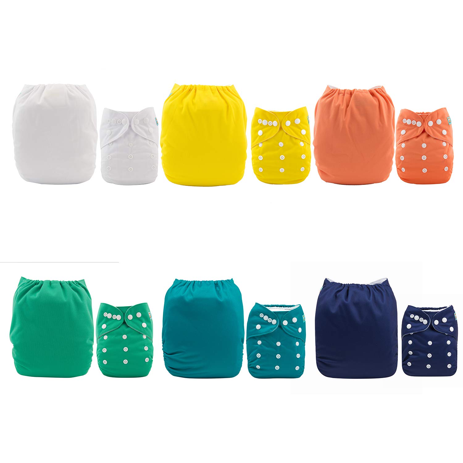 Pañales Alvababy de tela, talla única, lavables, reutilizables, paquete de 6 y 12 insertos, para bebé y niño, talla única , 6BM102, 1