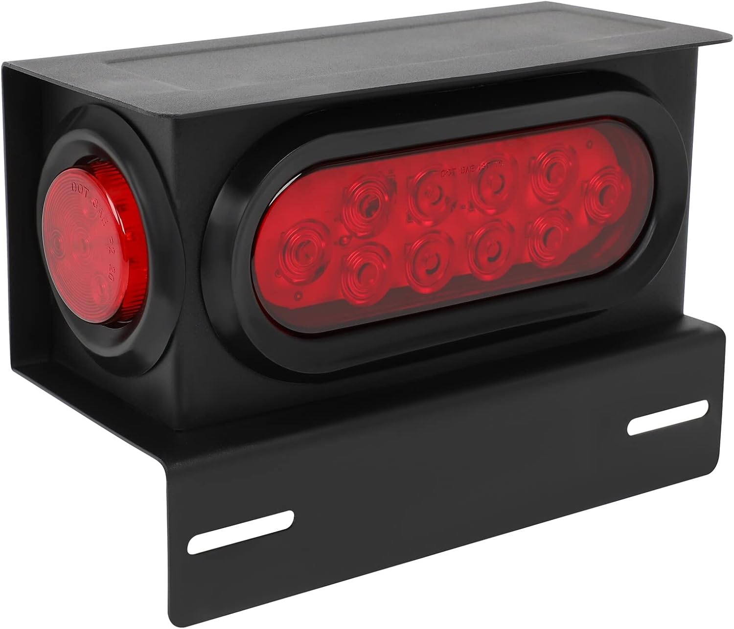 Juego de 2 cajas de luces traseras para remolque, 6 pulgadas, ovaladas, color rojo, luces LED para remolque, luz de freno y giro, luces de marcador
