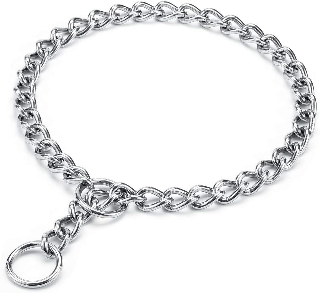 YUANKEXIANG Collar de estrangulador para perro, cadena P deslizante, collares de cadena de estrangulamiento para perros pequeños, medianos y