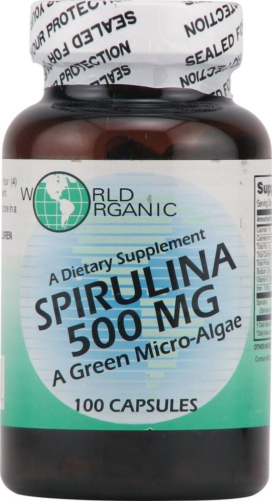 World Organic Spirulina – 500 mg – 100 Cápsulas