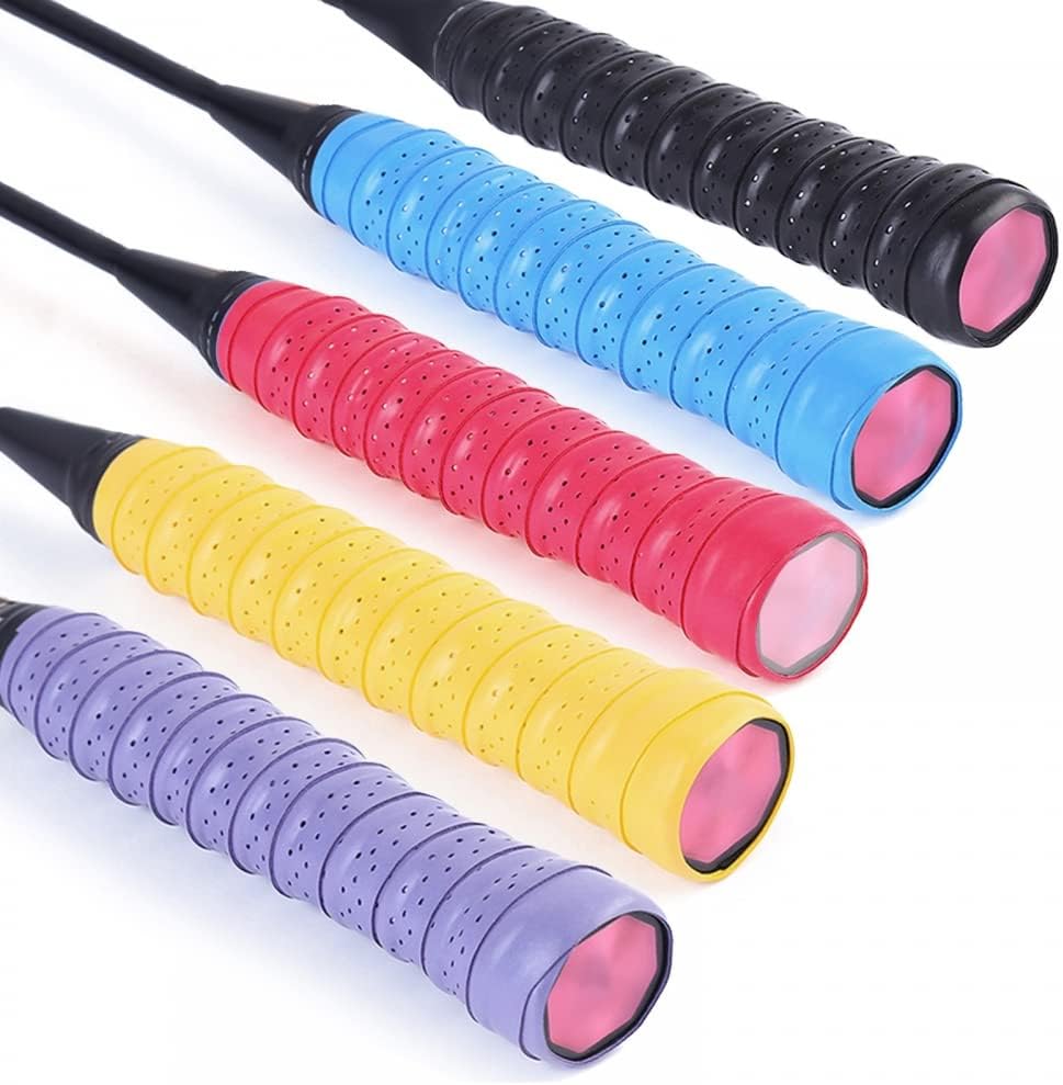 MiOYOOW 5PCS Racket Grip Tape, Anti Slip Breathable Badminton Racket Grip Holster for Tennis, Badminton, Squash Rackets Grip, Fishing Rod