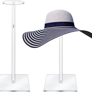 Soporte de acrílico para sombreros y pelucas, 2 soportes transparentes de 17 pulgadas para sombreros, soporte para sombreros de altura ajustable, Soporte de acrílico para sombreros y pelucas, 2 soportes transparentes de 17 pulgadas para sombreros, soporte para sombreros de altura ajustable,