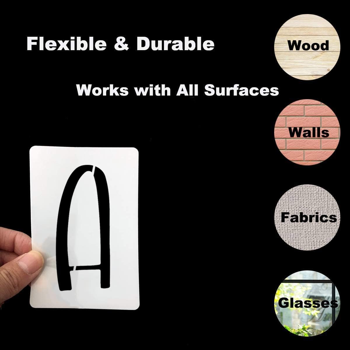 Plantillas de letras del alfabeto de 5 pulgadas para pintar, paquete de 42 plantillas de letras y números con letreros para pintar sobre madera,