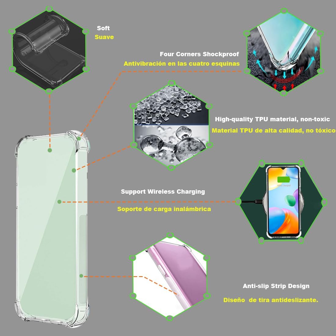Funda para Huawei P60 Pro y Huawei P60 Transparente TPU Cuatro Esquinas Cubierta Protectora Transparente Suave