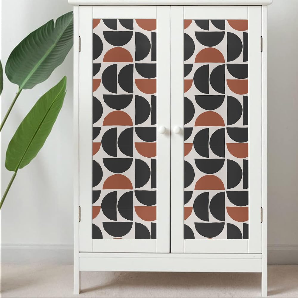 VistaPalette Papel tapiz autoadhesivo con diseño geométrico moderno, de 18 x 236 pulgadas, color marrón, amarillo y gris, extraíble, para cocina,