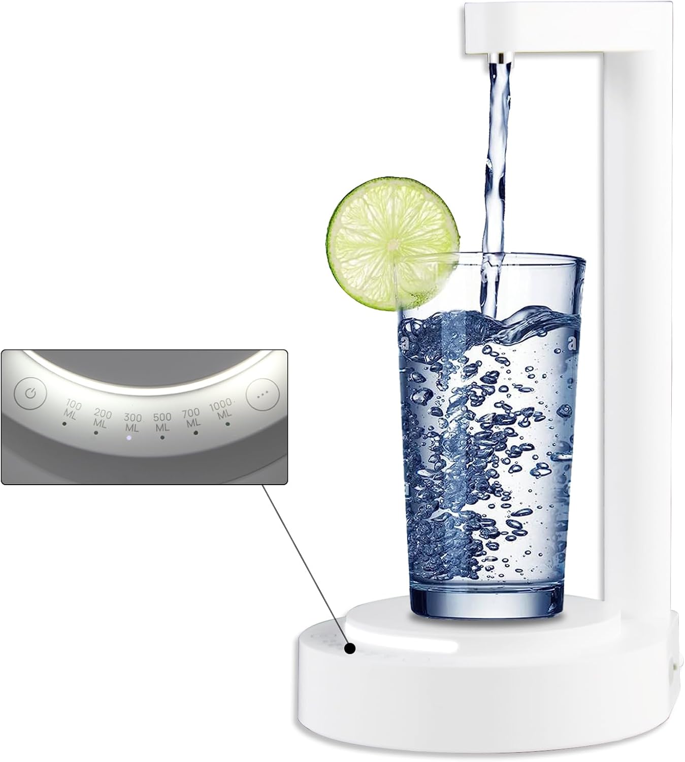 Dispensador de agua LED para mesita de noche, dispensador de botellas de agua de escritorio, luz LED y botones táctiles, dispensador de agua